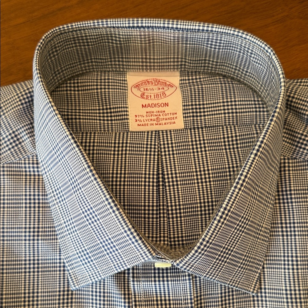 Brooks Brothers Blue and White Plaid Dress Shirt NWT - Picture 2 of 6